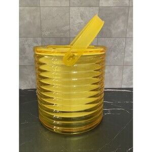 VTG 1970’s Sally Design Yellow LUCITE Ice Bucket 8”x7”